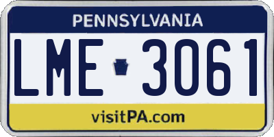 PA license plate LME3061