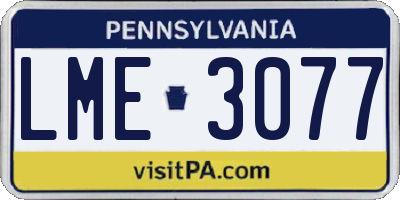 PA license plate LME3077