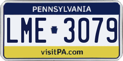 PA license plate LME3079
