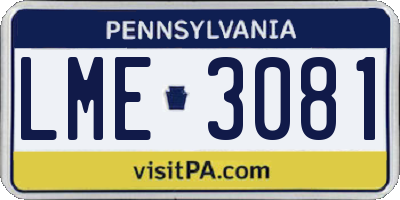 PA license plate LME3081