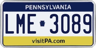 PA license plate LME3089