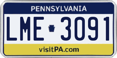 PA license plate LME3091
