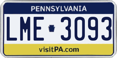PA license plate LME3093