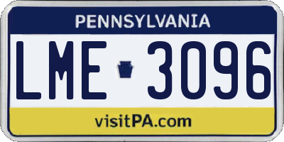 PA license plate LME3096