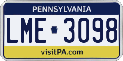 PA license plate LME3098