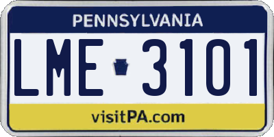 PA license plate LME3101