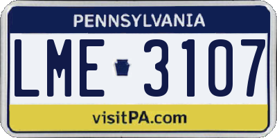 PA license plate LME3107