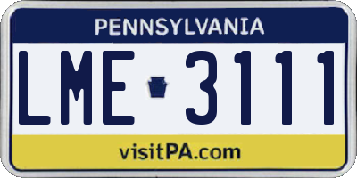 PA license plate LME3111