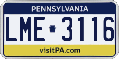 PA license plate LME3116