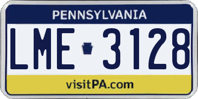 PA license plate LME3128