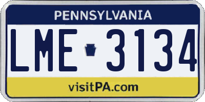 PA license plate LME3134