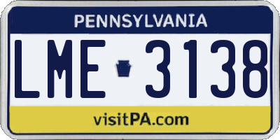 PA license plate LME3138