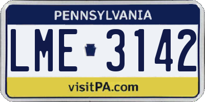 PA license plate LME3142