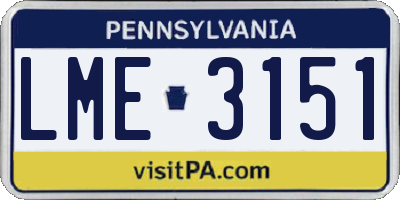 PA license plate LME3151