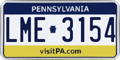 PA license plate LME3154