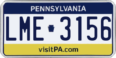 PA license plate LME3156