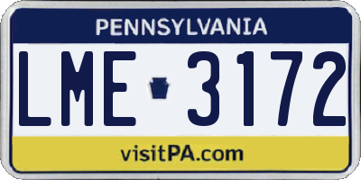 PA license plate LME3172