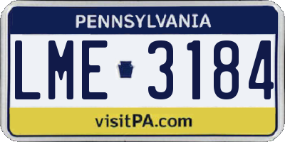 PA license plate LME3184