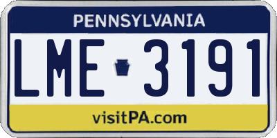 PA license plate LME3191