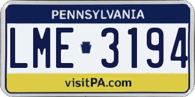 PA license plate LME3194