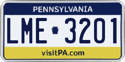 PA license plate LME3201