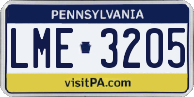 PA license plate LME3205