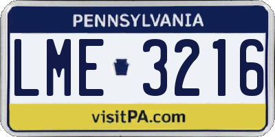 PA license plate LME3216