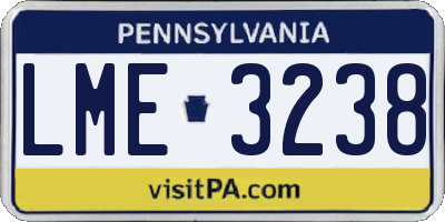 PA license plate LME3238
