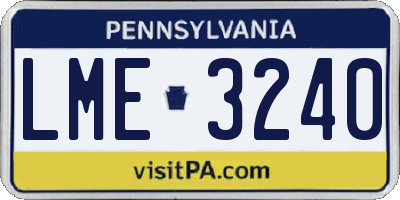 PA license plate LME3240