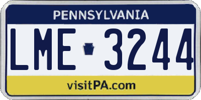 PA license plate LME3244