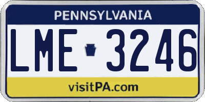 PA license plate LME3246