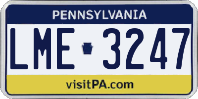 PA license plate LME3247
