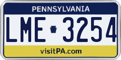 PA license plate LME3254