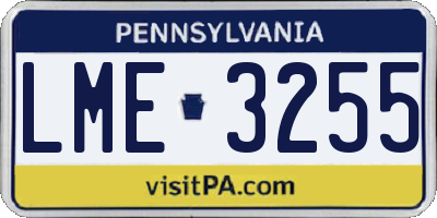 PA license plate LME3255
