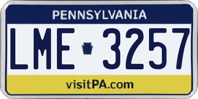 PA license plate LME3257