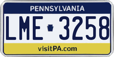 PA license plate LME3258