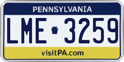 PA license plate LME3259