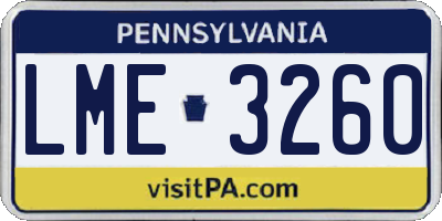 PA license plate LME3260