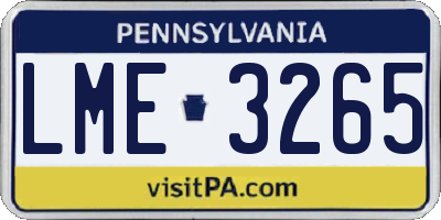 PA license plate LME3265