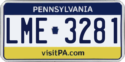 PA license plate LME3281