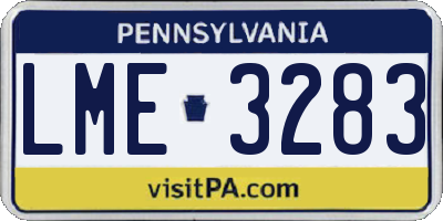 PA license plate LME3283