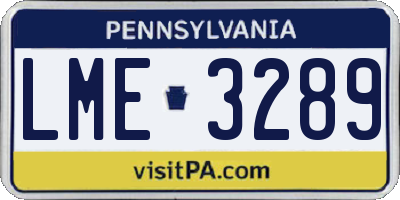 PA license plate LME3289