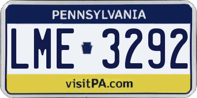 PA license plate LME3292