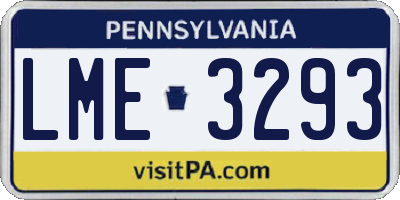 PA license plate LME3293