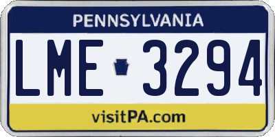 PA license plate LME3294