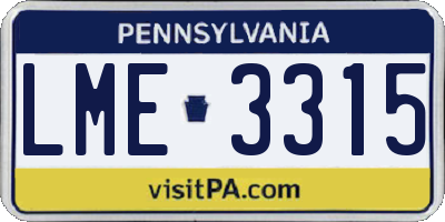 PA license plate LME3315
