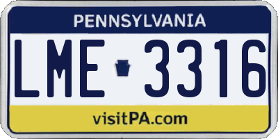 PA license plate LME3316