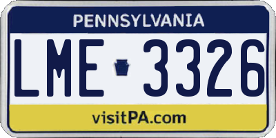 PA license plate LME3326
