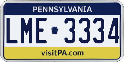 PA license plate LME3334