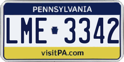 PA license plate LME3342